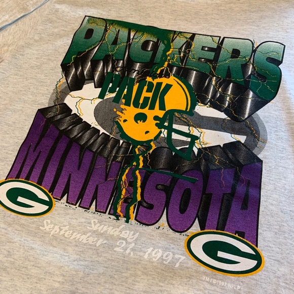 RARE VTG '97 Locker Line NFL GB Packers Minnesota Graphic Tee WITH TAGS! Size L - Picture 2 of 14
